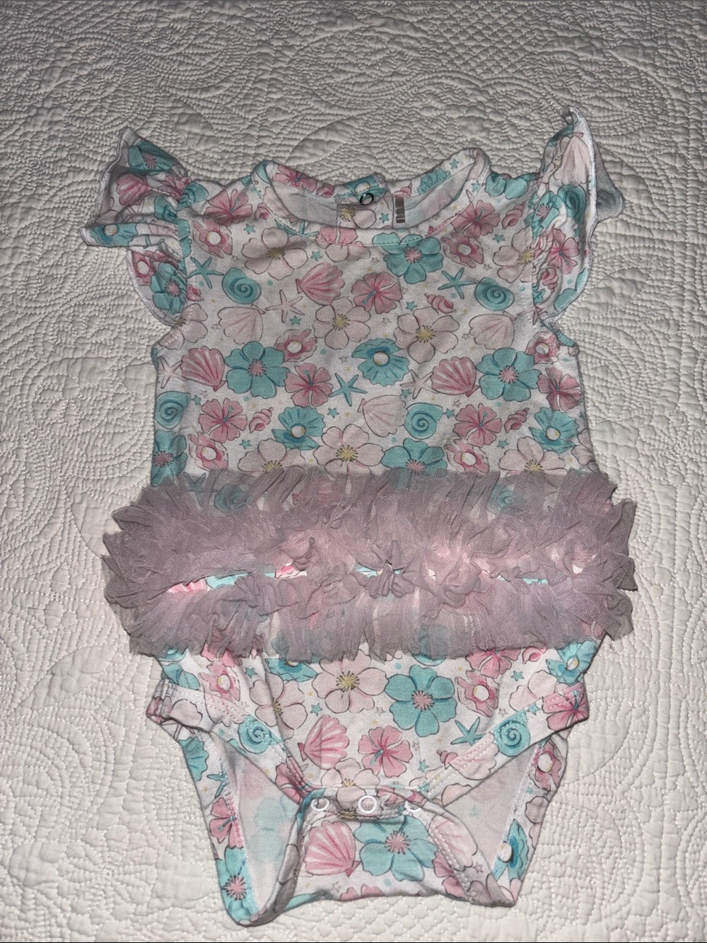 Milkberry  3-6 mos Baby Girls Floral Ruffle One-Piece -